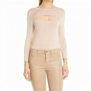 𝅺L'AGENCE Bnwot Womens Front Cut Out "Jocelyn" Sz Small Blush Knit Sweater